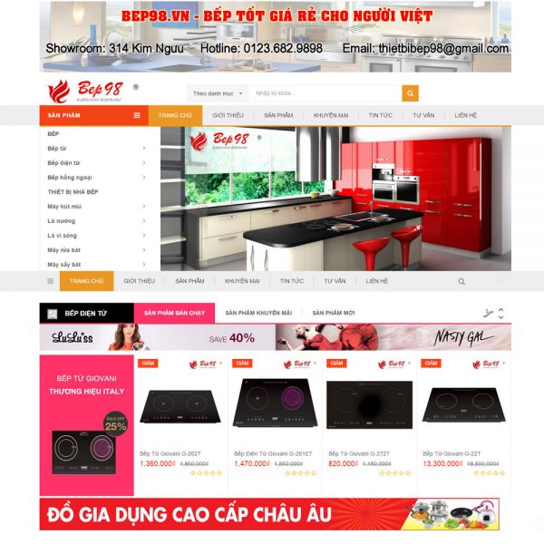 Thiết kế website bán hàng bếp đồ gia dụng SBW08