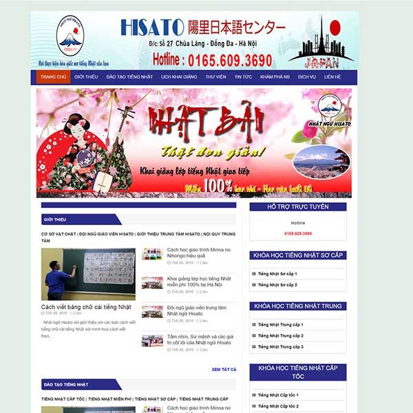 mẫu website trung tâm tiếng nhật