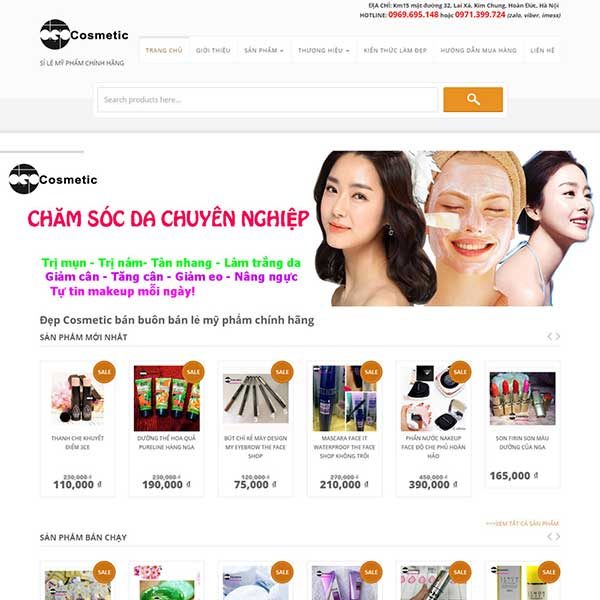 mẫu website mỹ phẩm