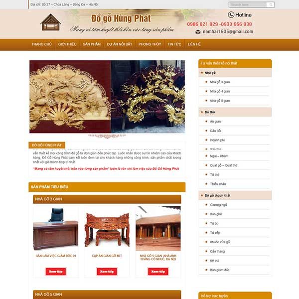 mẫu website bán đồ gỗ