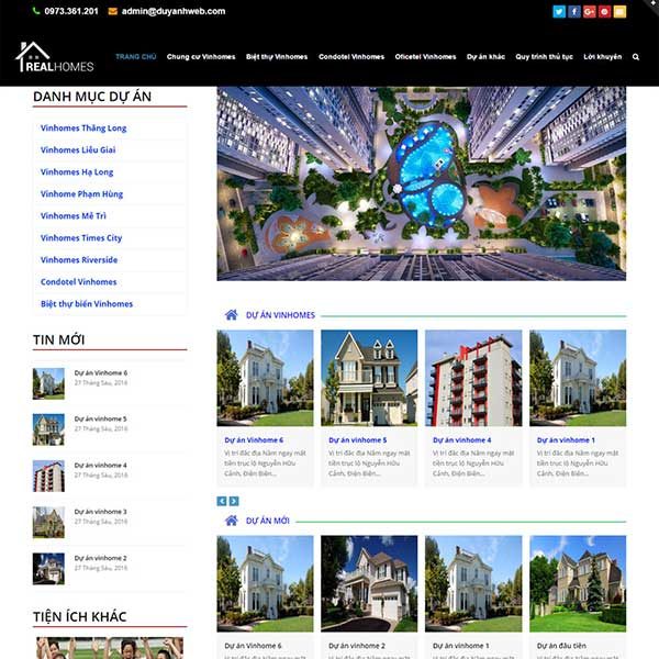 mẫu website bất động sản