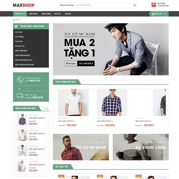 mẫu website bán đồ nam