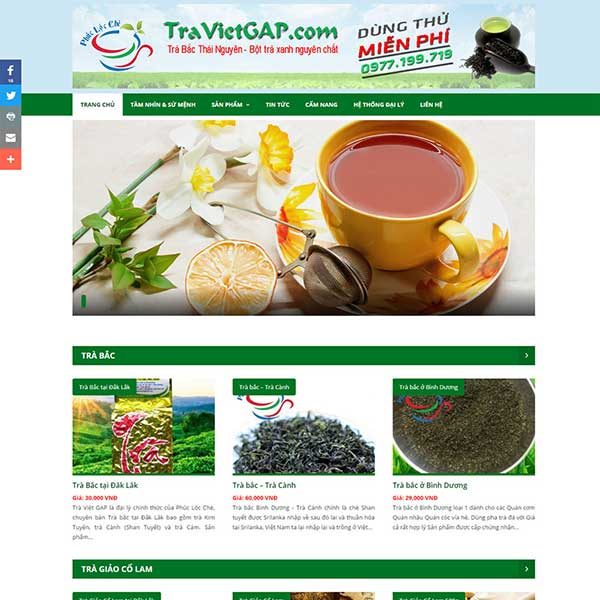 mẫu website bán chè