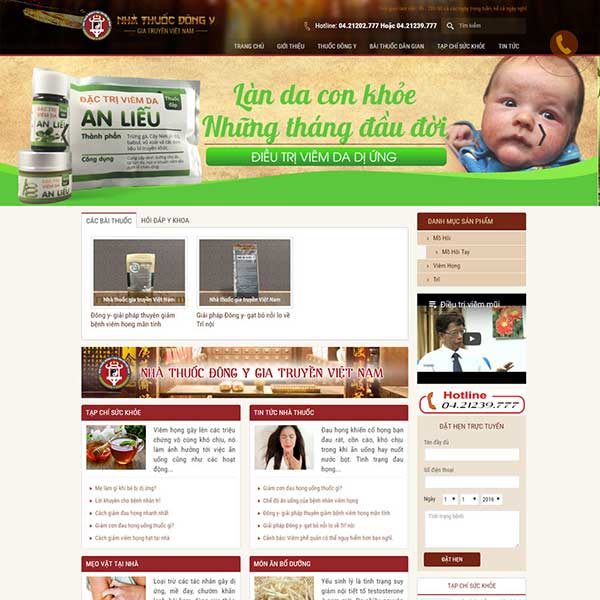 mẫu website phòng khám đông y