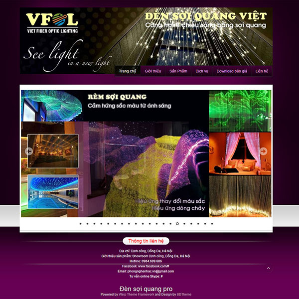 mẫu website bán đèn sợi quang