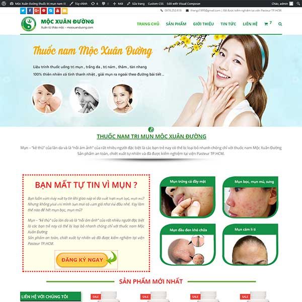 mẫu website bán kem trị mụn