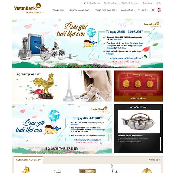 mẫu website bán vàng bạc