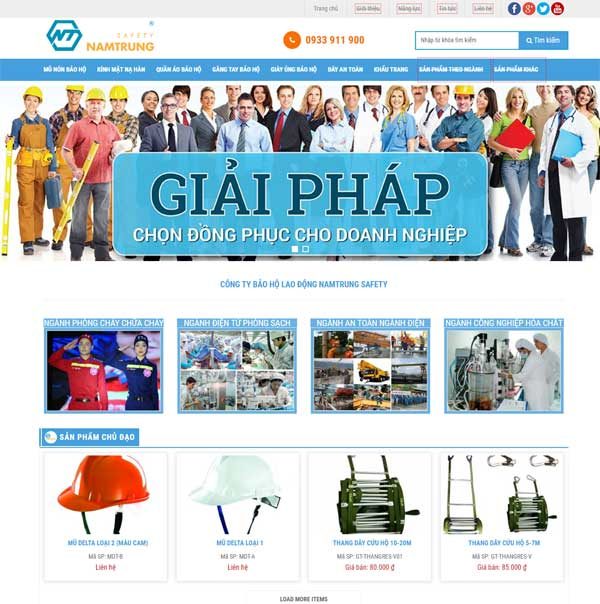 mẫu website bán đồ bảo hộ lao động