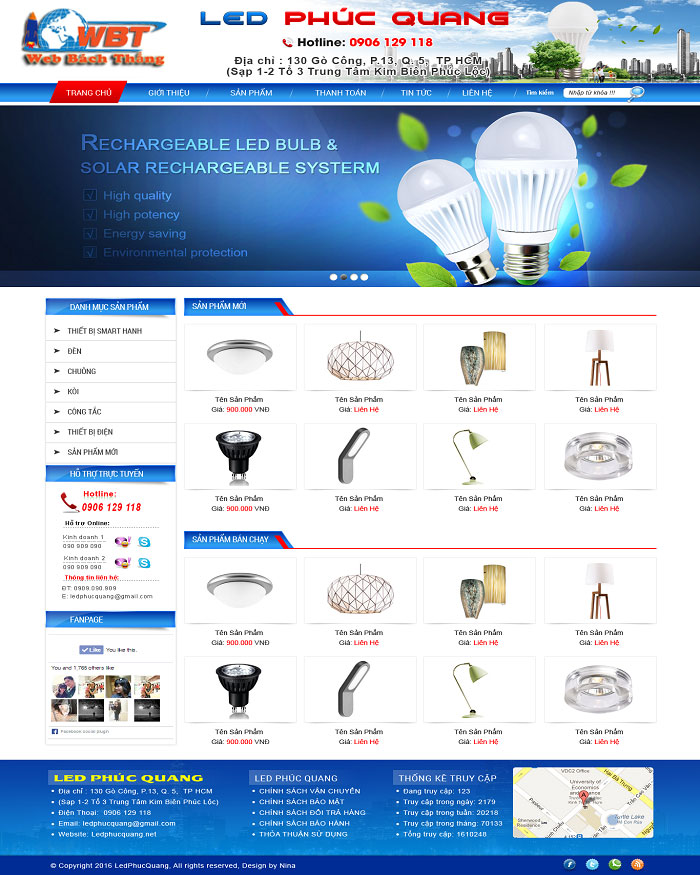 Làm website bán đèn led chuyên nghiệp